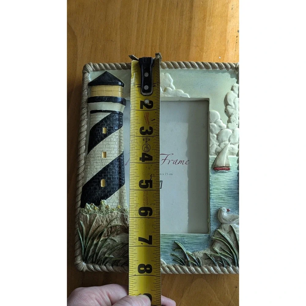 FIGI Graphics 2002 Lighthouse Nautical 4x6 Photo Frame 3D Coastal Rope Border‎